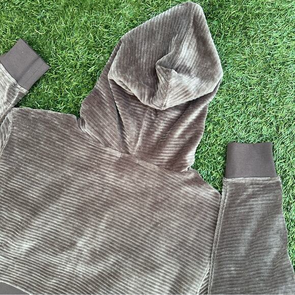Nuuds Full Zip Ribbed Hoodie Cropped Velvet Cord Velour Loungewear Sweatshirt S - Picture 11 of 11